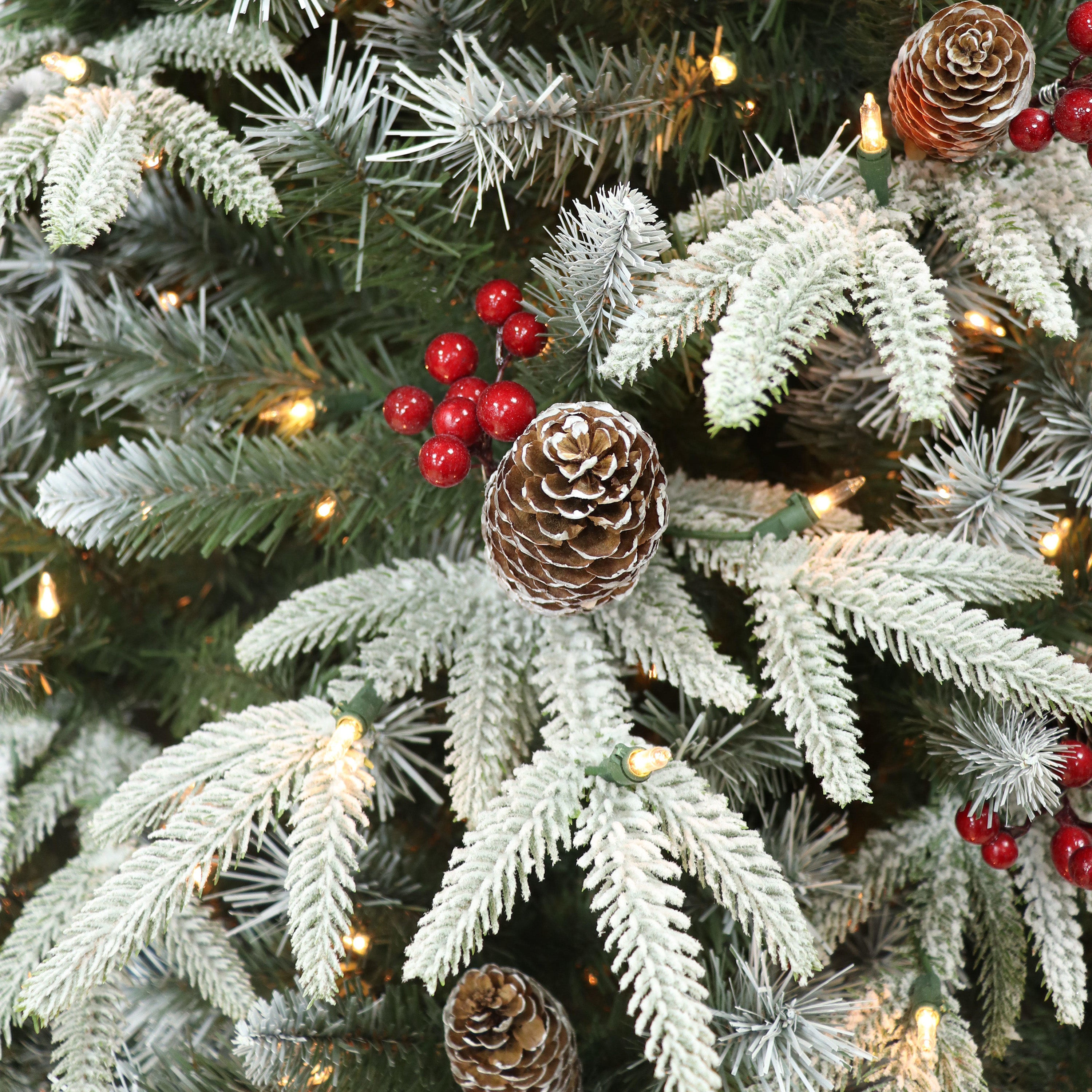 9ft Pre-lit Flocked Halifax Fir Christmas Tree